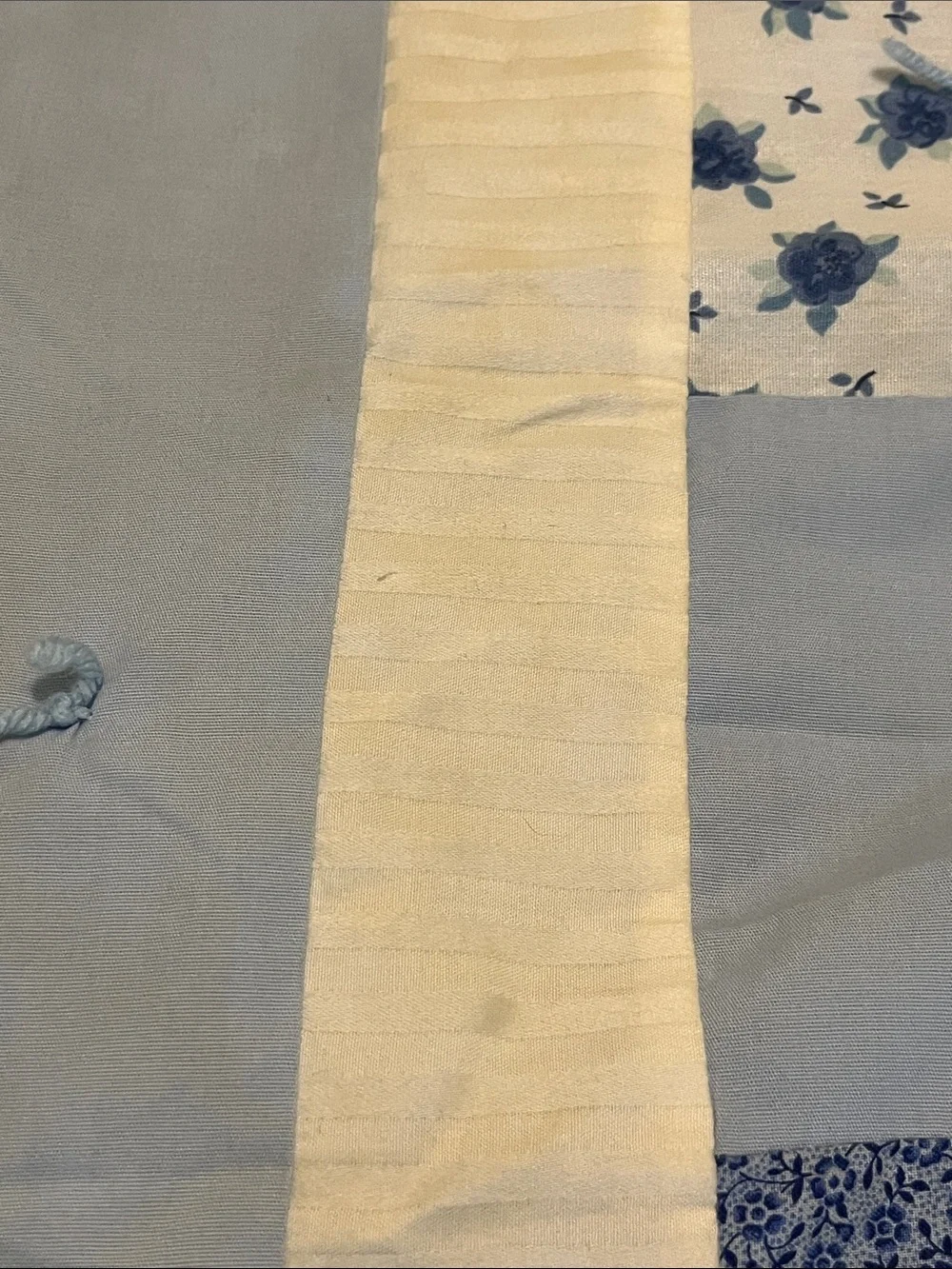 Blue and Cream Patchwork Quilt - Home Bedding